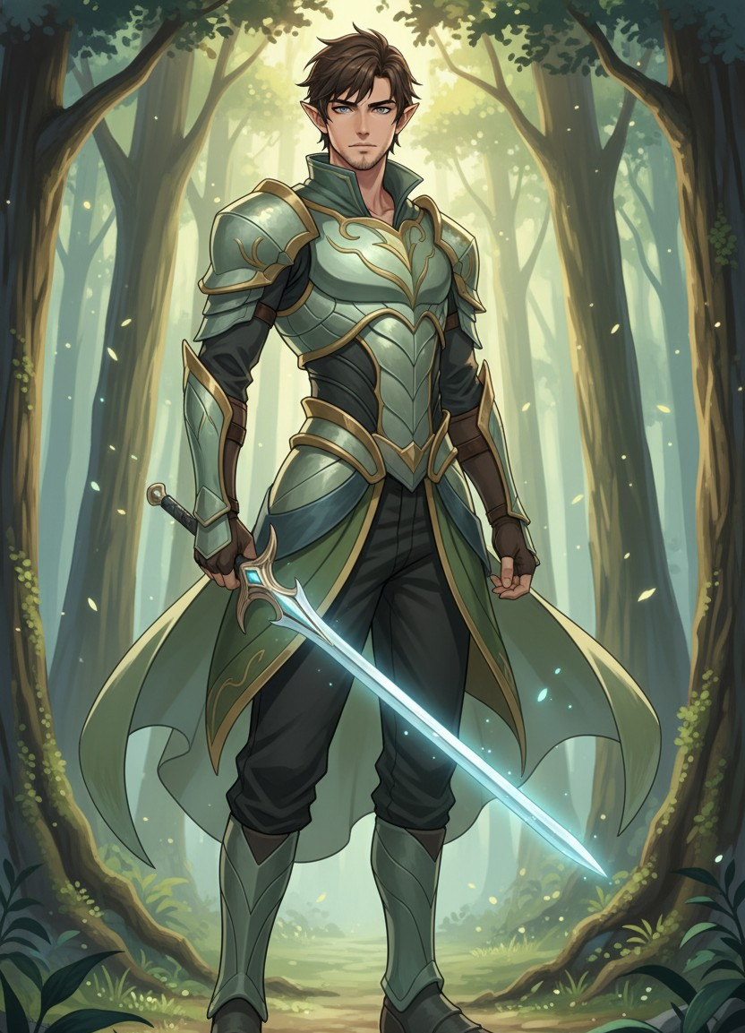 Anime Character Illustration — Fantasy Elf Warrior Style (Male)