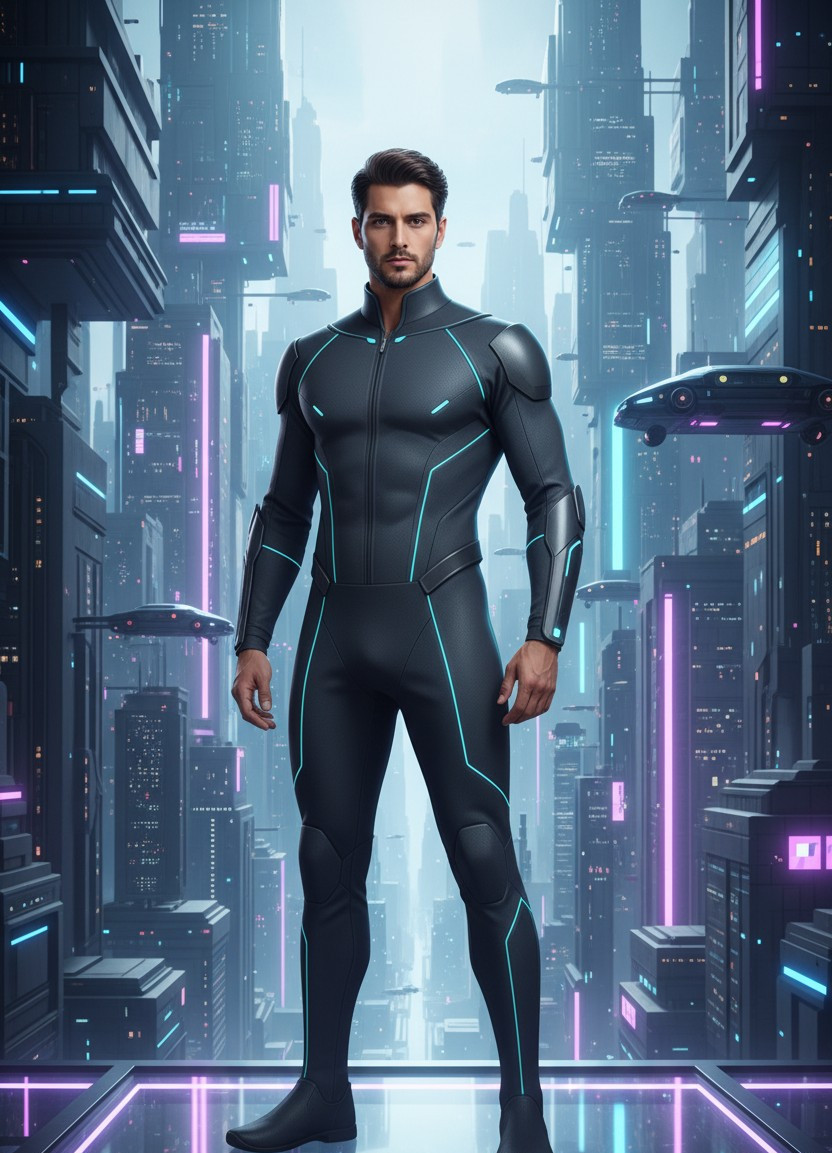 Time Travel Eras — Far Future AI Civilization (Male)