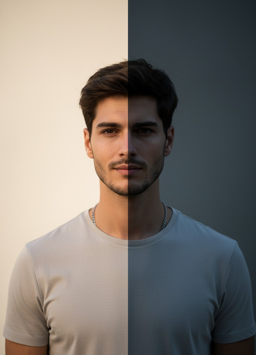 Mind & Emotion Portraits — Dual Emotion Conflict (Male)