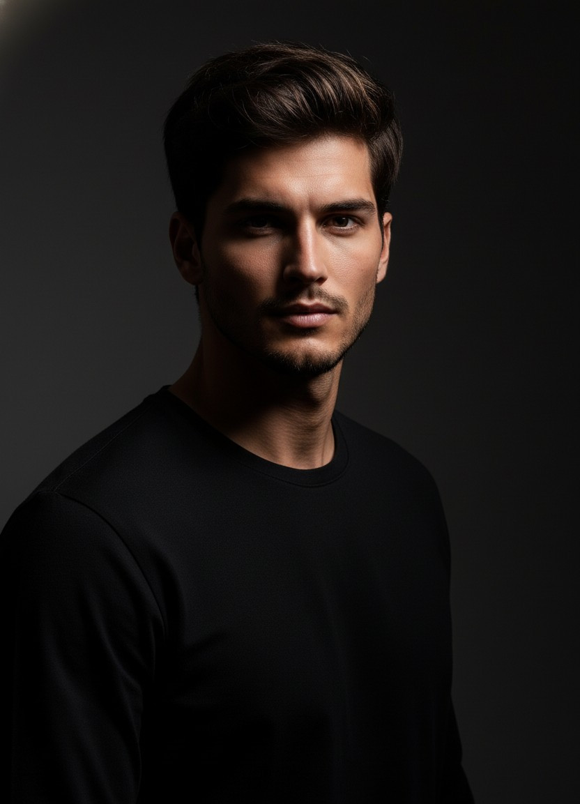 Professional Studio Mastershots — Dramatic Side Lighting (Male)