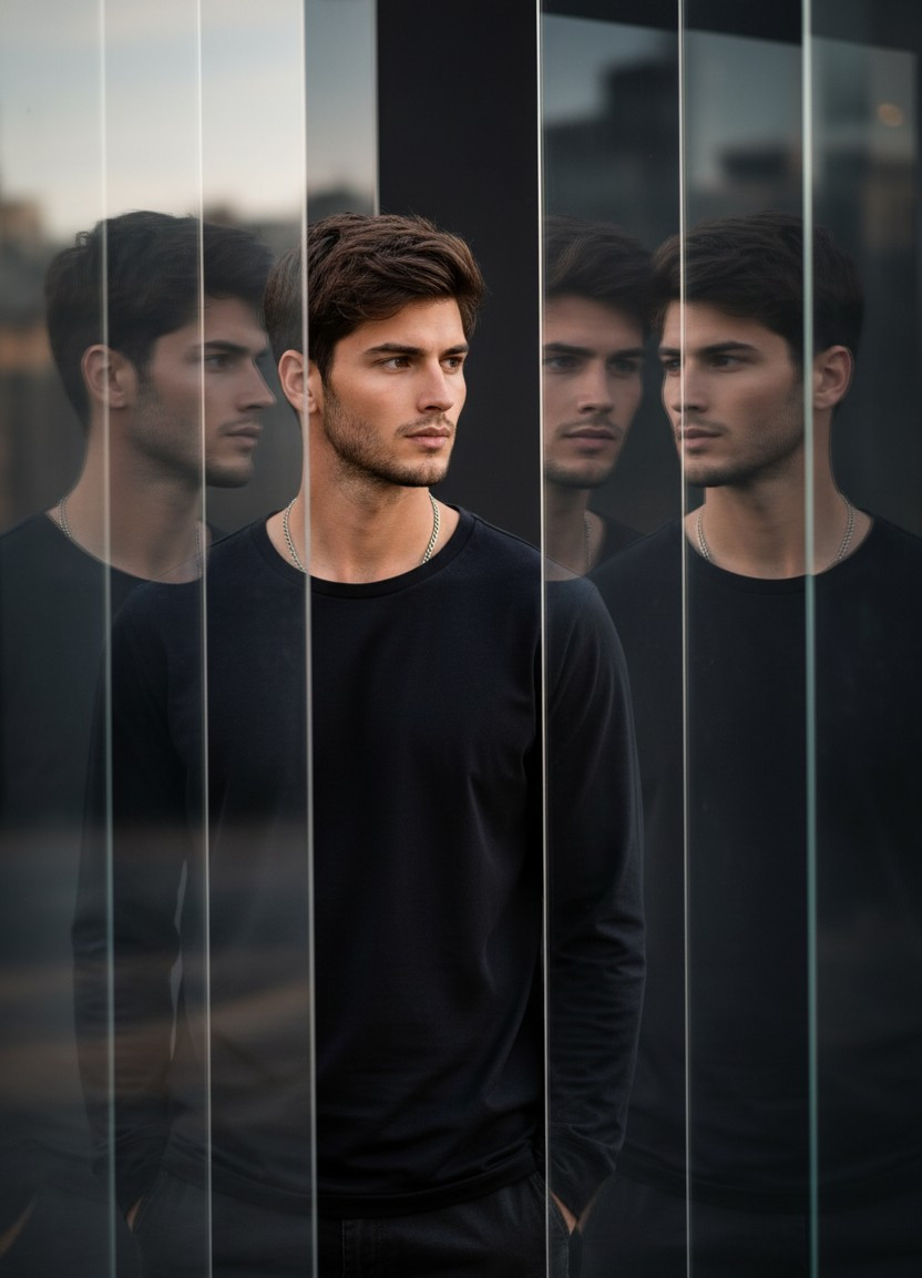 Experimental & Artistic Portraits — Glass Reflection Art (Male)