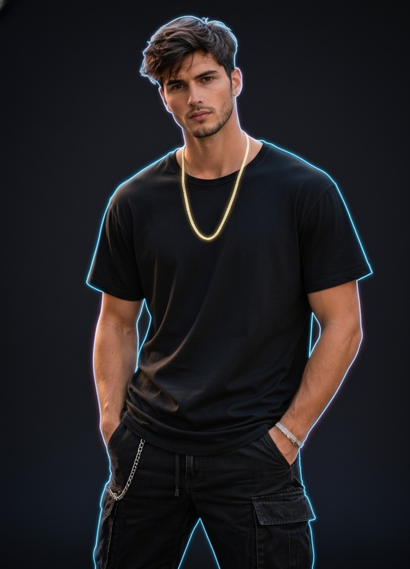 Experimental & Artistic Portraits — Neon Outline Style (Male)