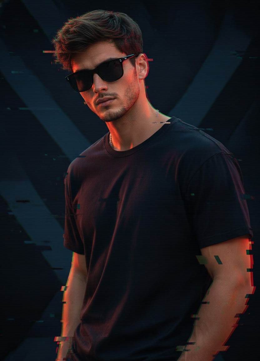 Experimental & Artistic Portraits — Glitch Art Identity (Male)