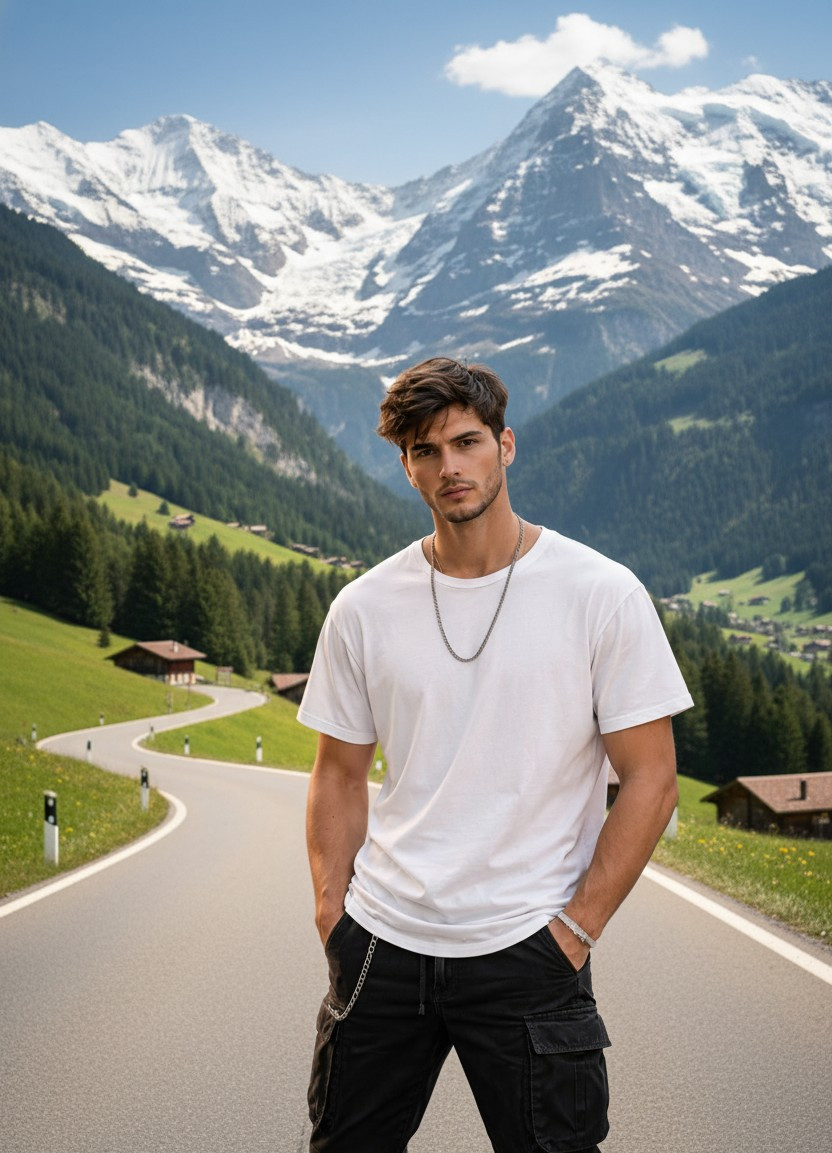 Countryside Portrait — Swiss Alpine Road Portrait (Male)
