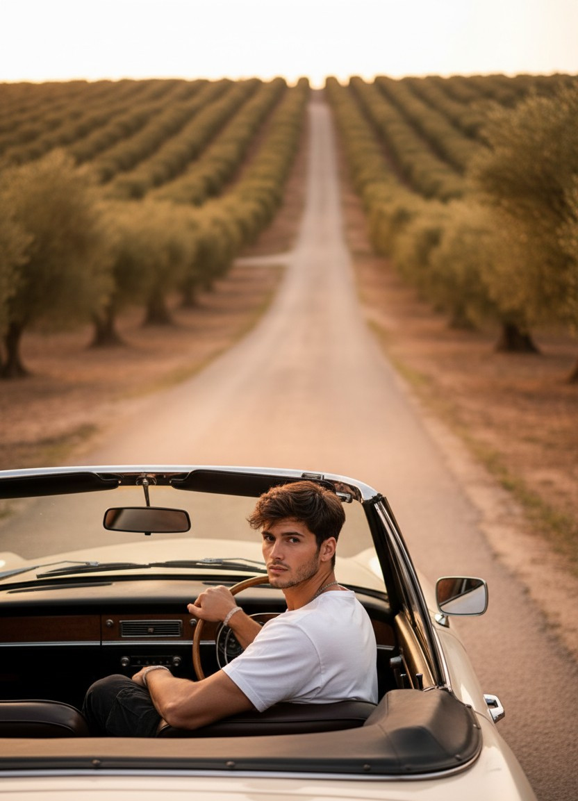 Countryside Portrait — Spanish Olive Grove Road Portrait (Male)
