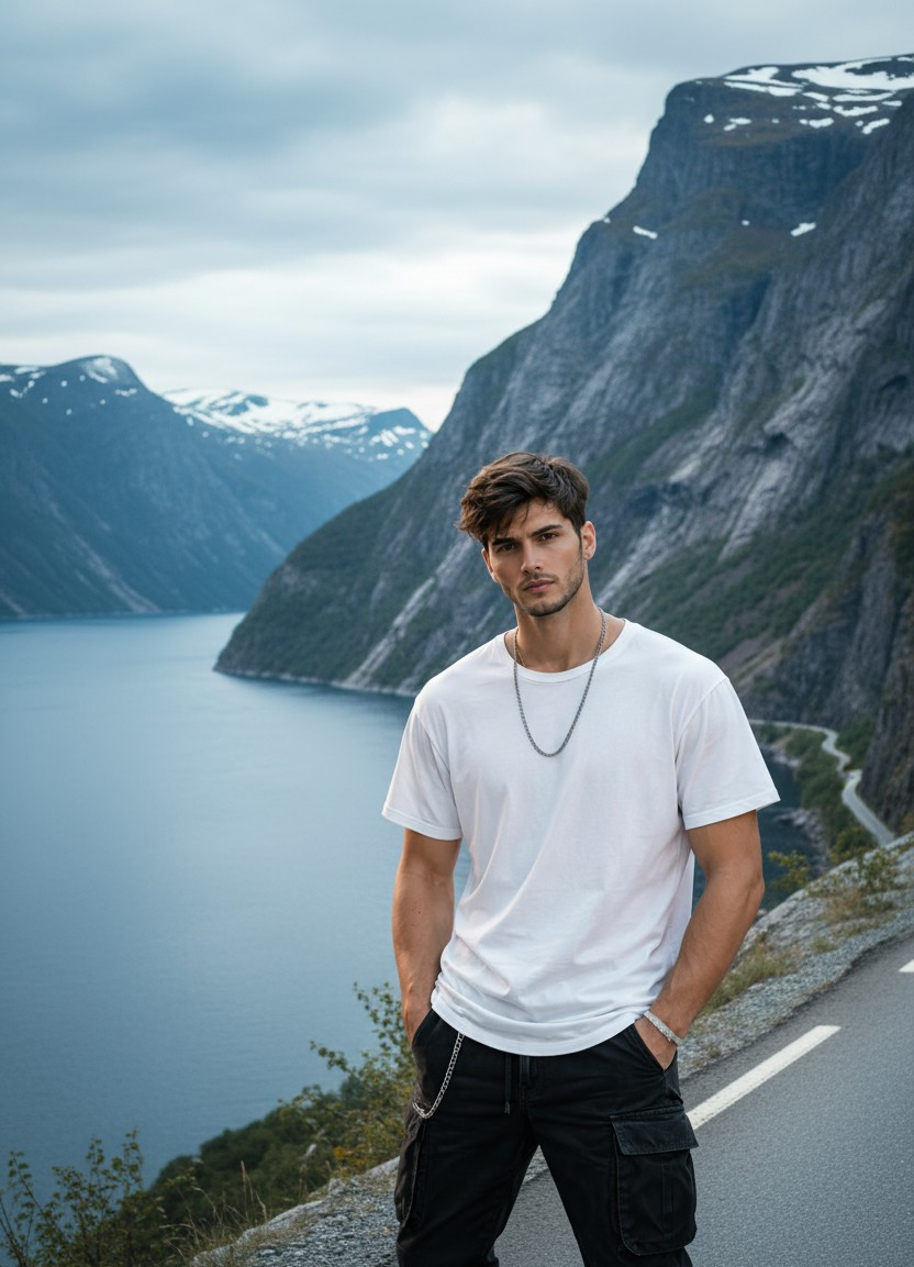Countryside Portrait — Norwegian Fjord Road Portrait (Male)