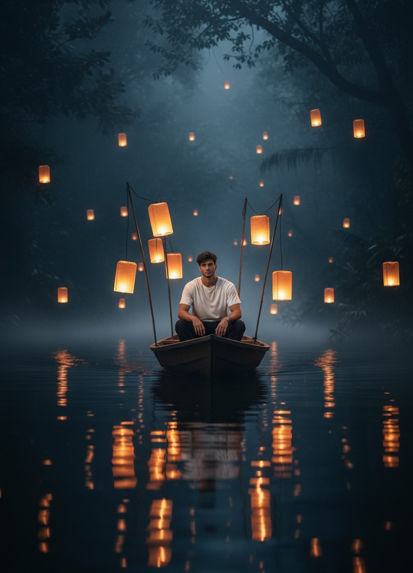 River Travelling — Night River Journey with Lanterns (Male)