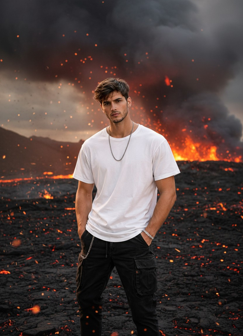 Volcanic Land — Fire and Ash Portrait (Male)