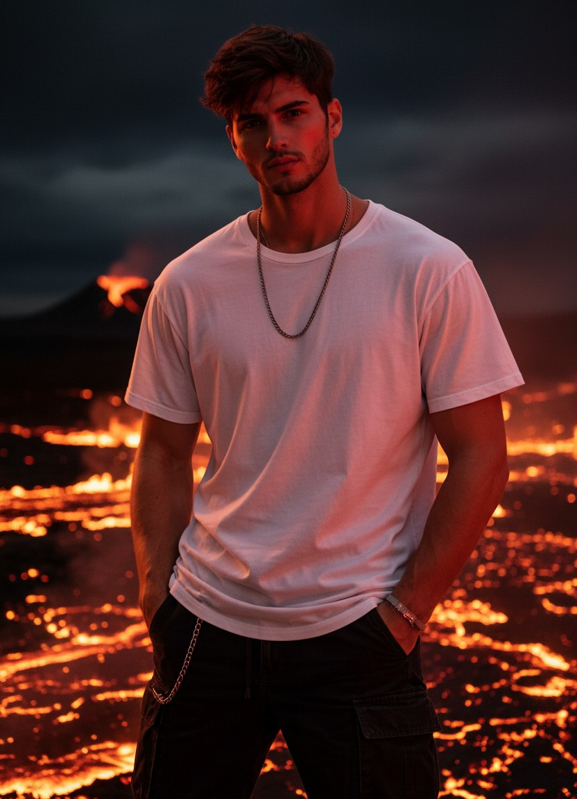 Volcanic Land — Volcanic Night Glow Scene (Male)