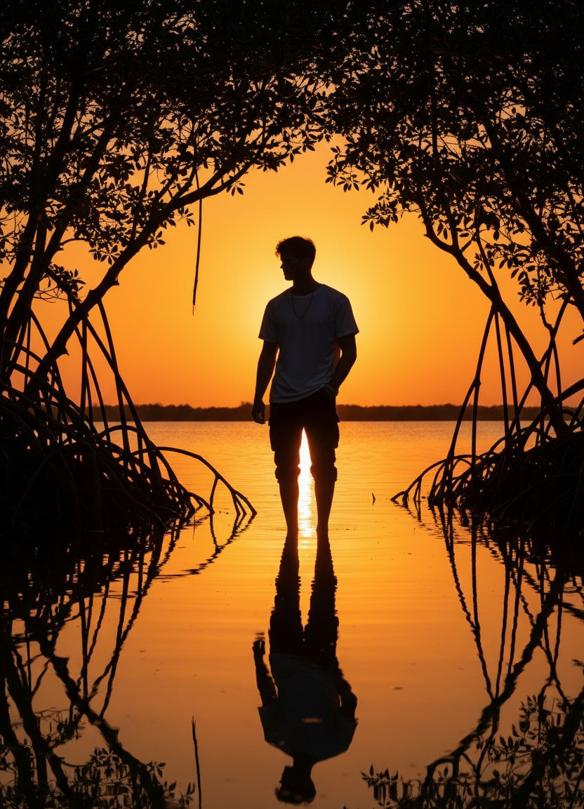 Mangrove Adventure — Sunset Silhouette in Mangroves (Male)