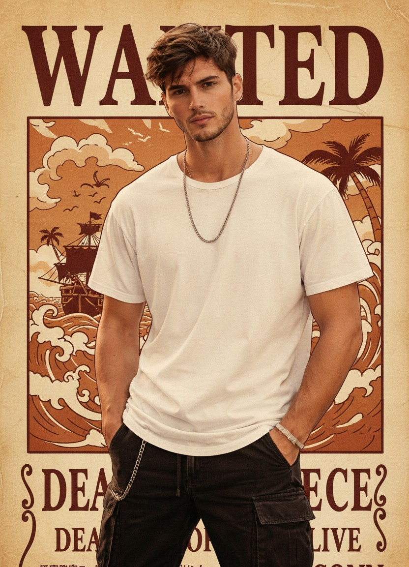 One Piece — Bounty Poster Style Portrait (Male)