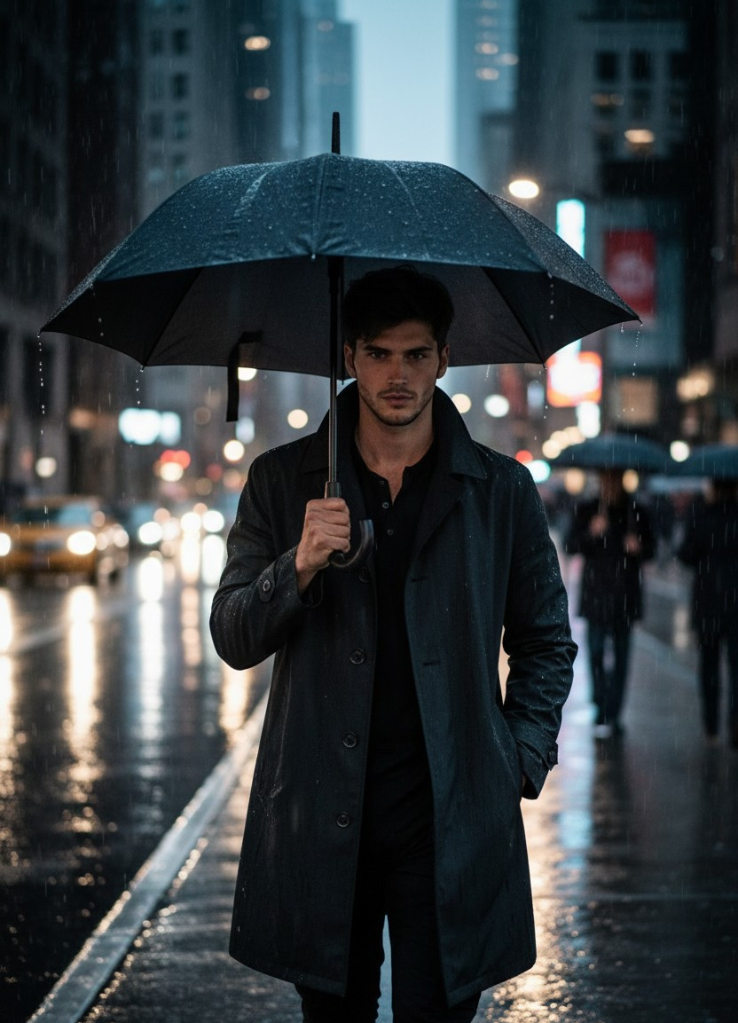Modern City — Rainy City Mood Portrait (Male)