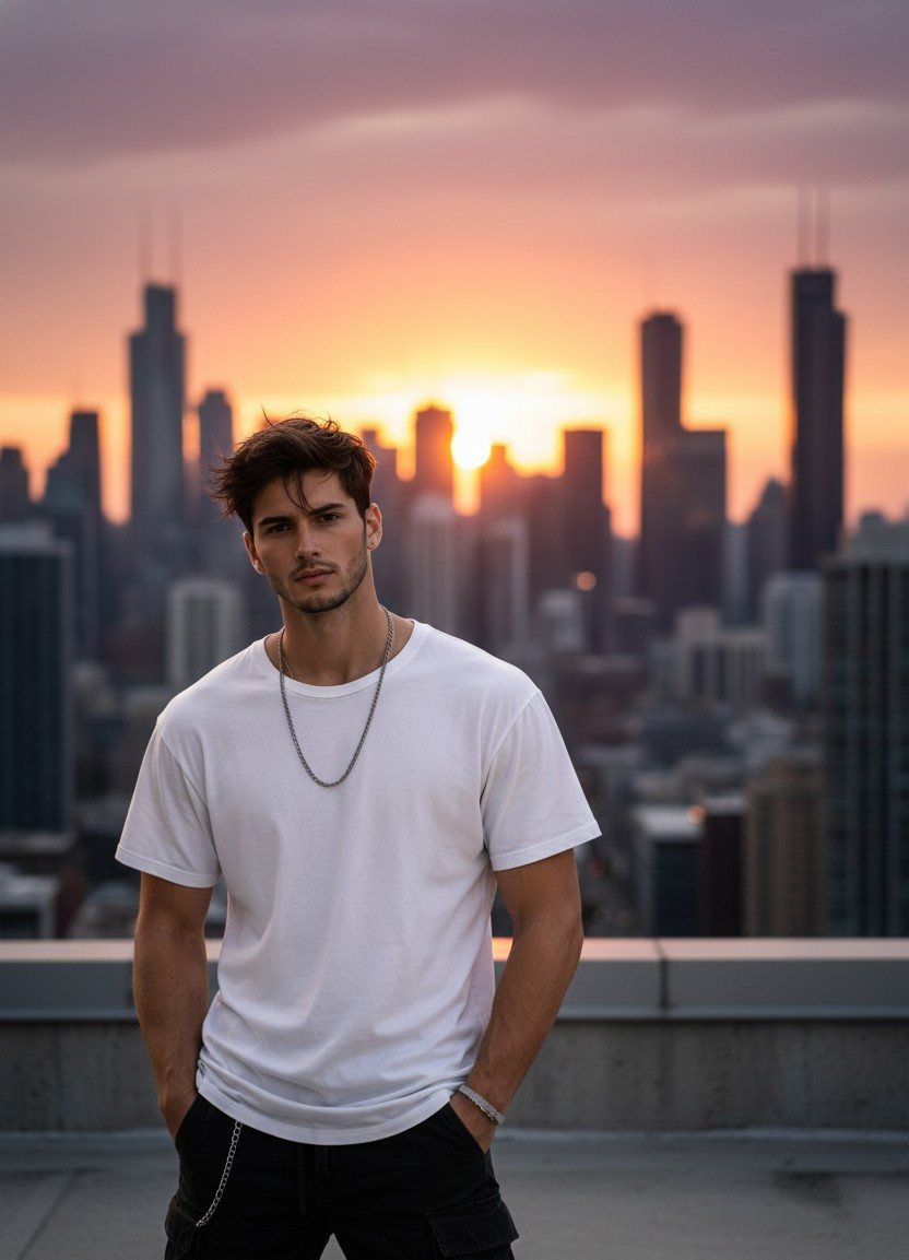 Modern City — Sunset Crosswalk Scene (Male)