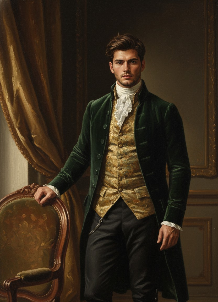 Middle-Aged Oil Painting — Noble Standing Portrait (Male)