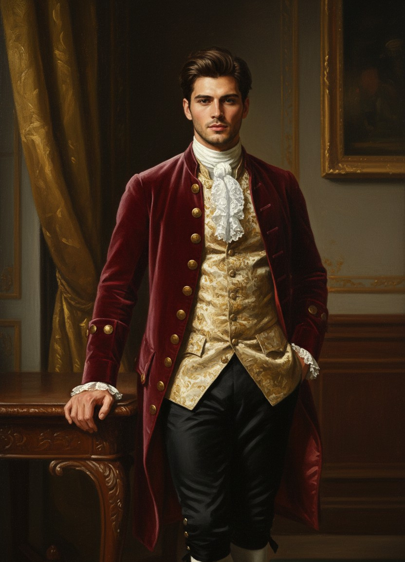 Middle-Aged Oil Painting — Noble Leaning Portrait (Male)