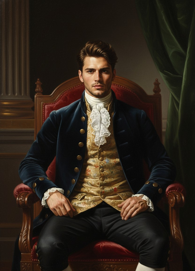Middle-Aged Oil Painting — Regal Chair Portrait (Male)
