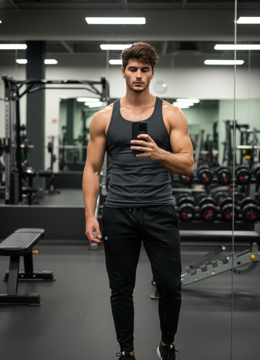 Fitness / Gym Portrait — Mirror Selfie Pump (Male)