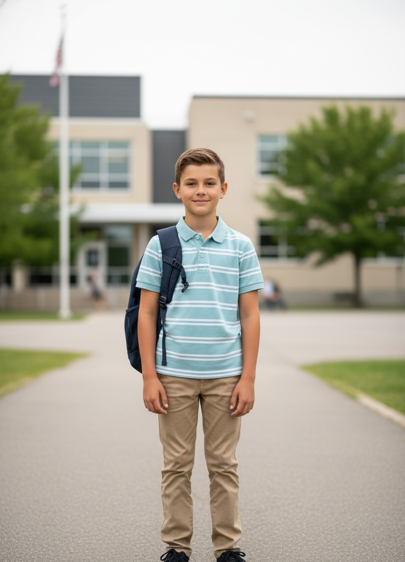 Different Ages Portrait — Pre-Teen School Look (Age 10–12) (Male)