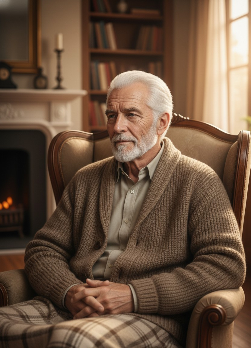 Different Ages Portrait — Old Age Reflection (Age 75–80) (Male)