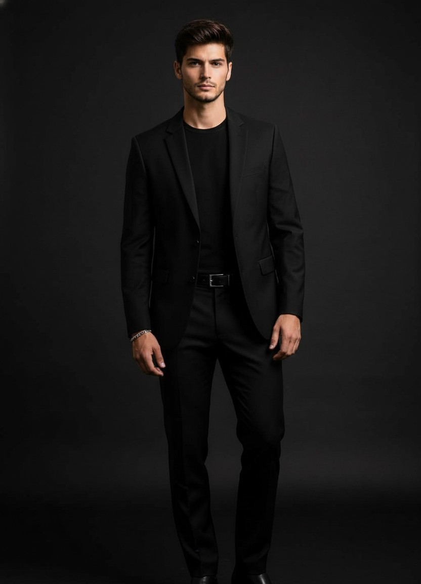 Luxury Fashion Editorial — Monochrome Power Look (Male)