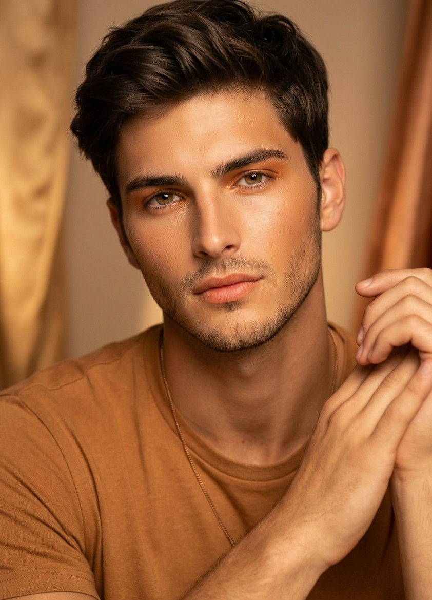 Soft Glam Beauty — Warm Sunset Glow Makeup (Male)