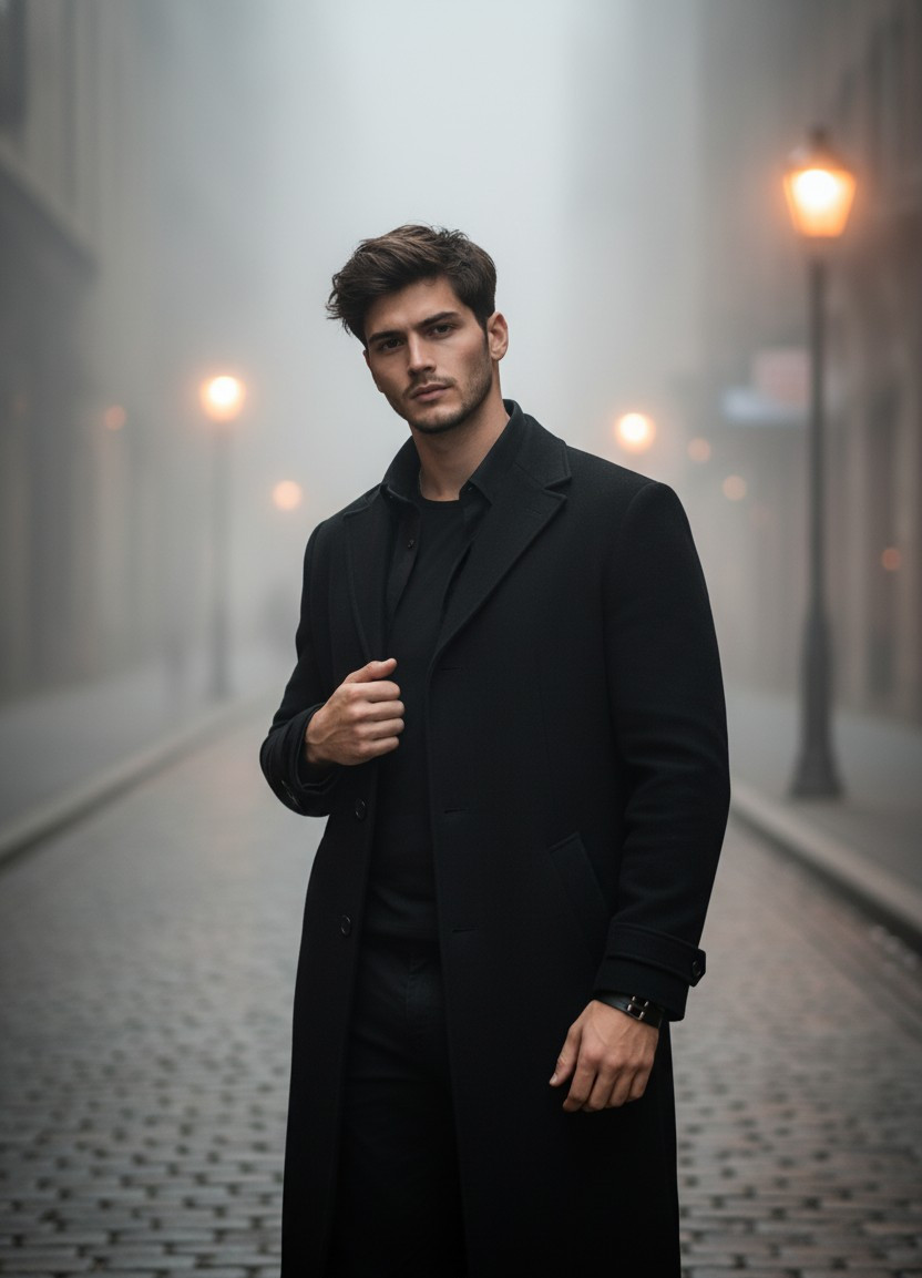 Moody Dark Aesthetic — Foggy Gothic Street (Male)