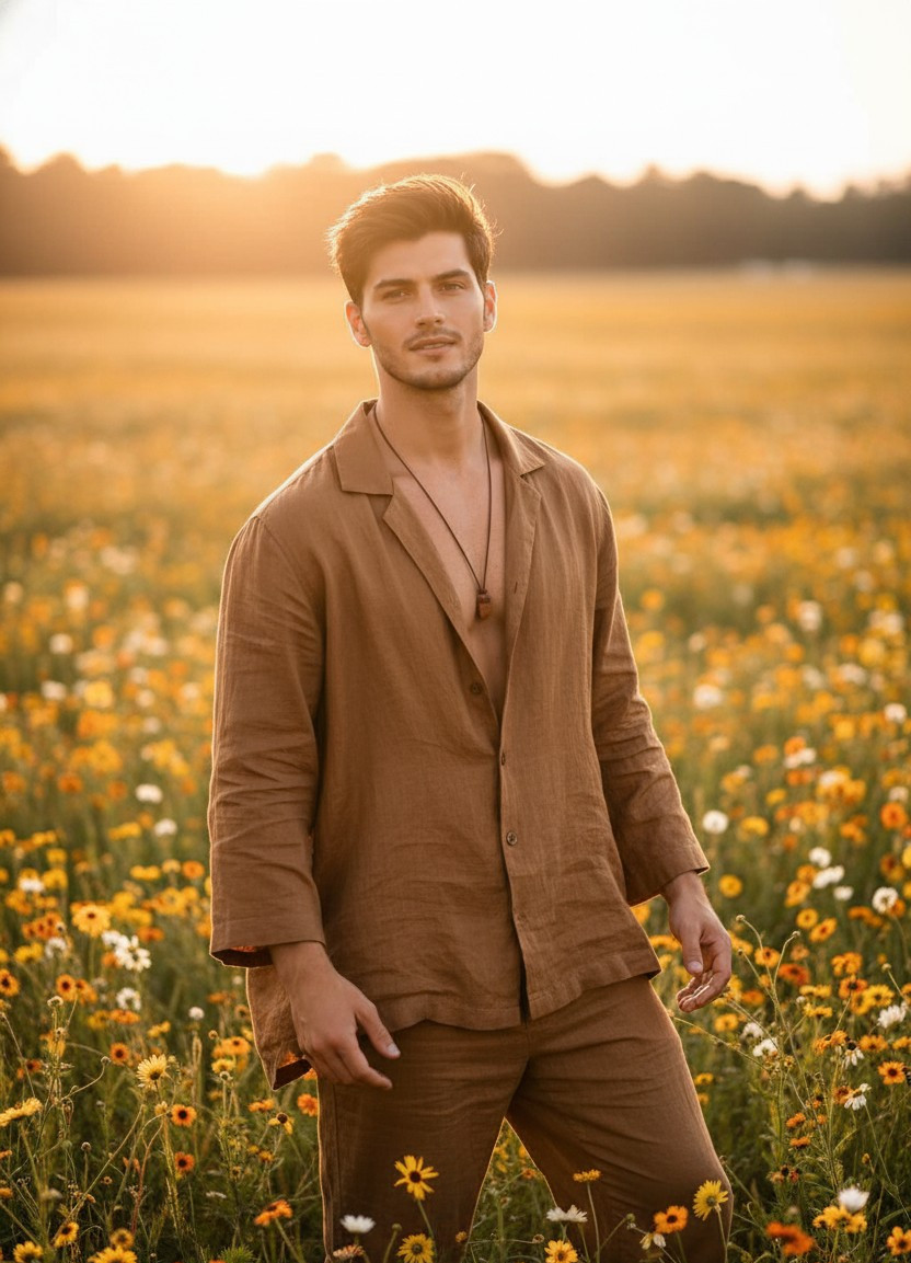 Golden Hour Glow — Sunset Field Portrait (Male)