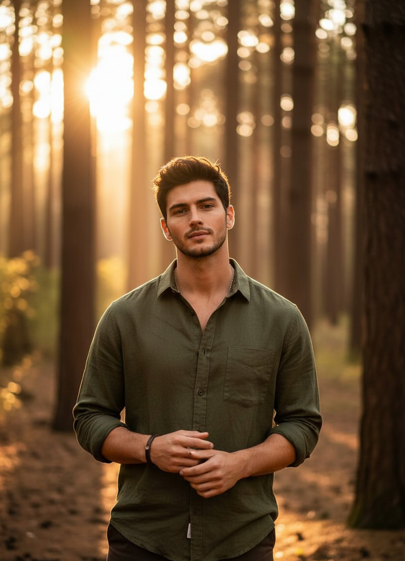 Golden Hour Glow — Forest Golden Light (Male)