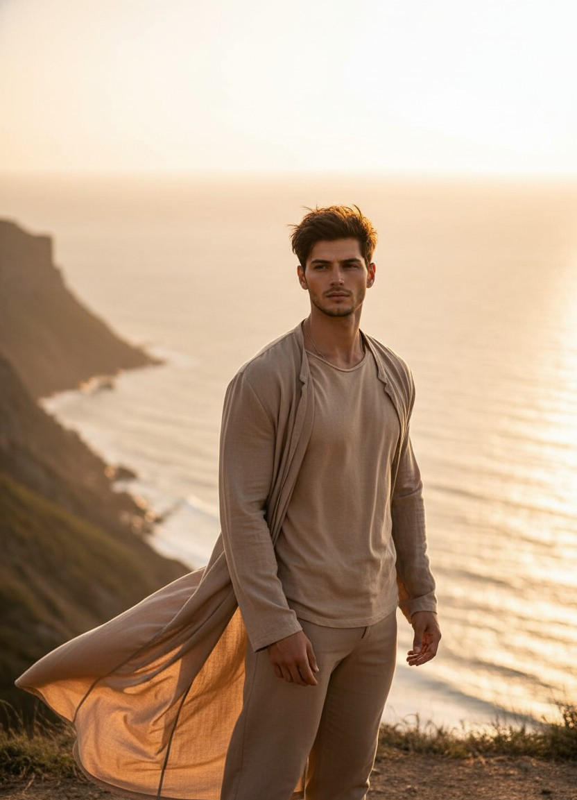 Golden Hour Glow — Coastal Cliff Golden Glow (Male)