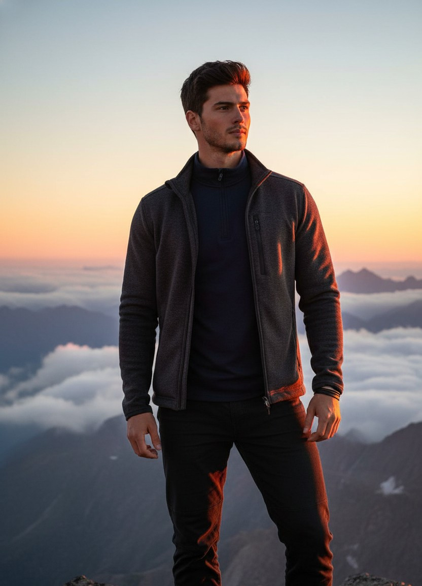 Golden Hour Glow — Mountain Peak Sunrise (Male)