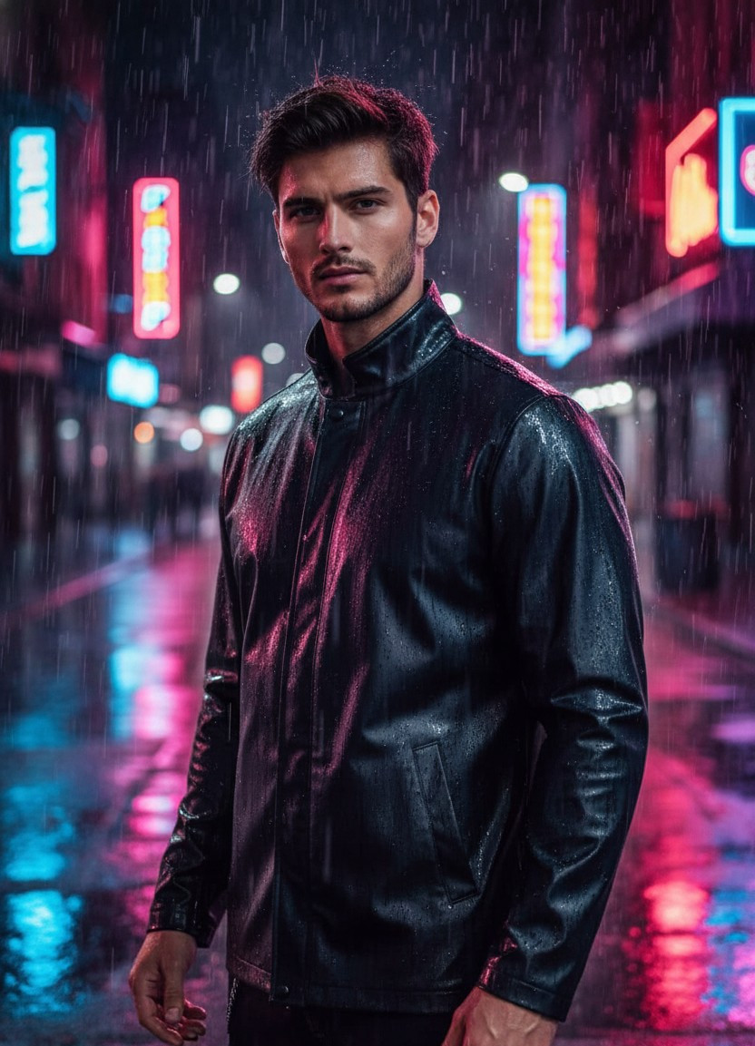Neon City Nights — Neon Rain Street (Male)