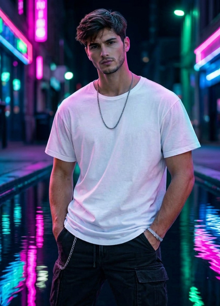 Neon City Nights — Neon Reflection Pool (Male)