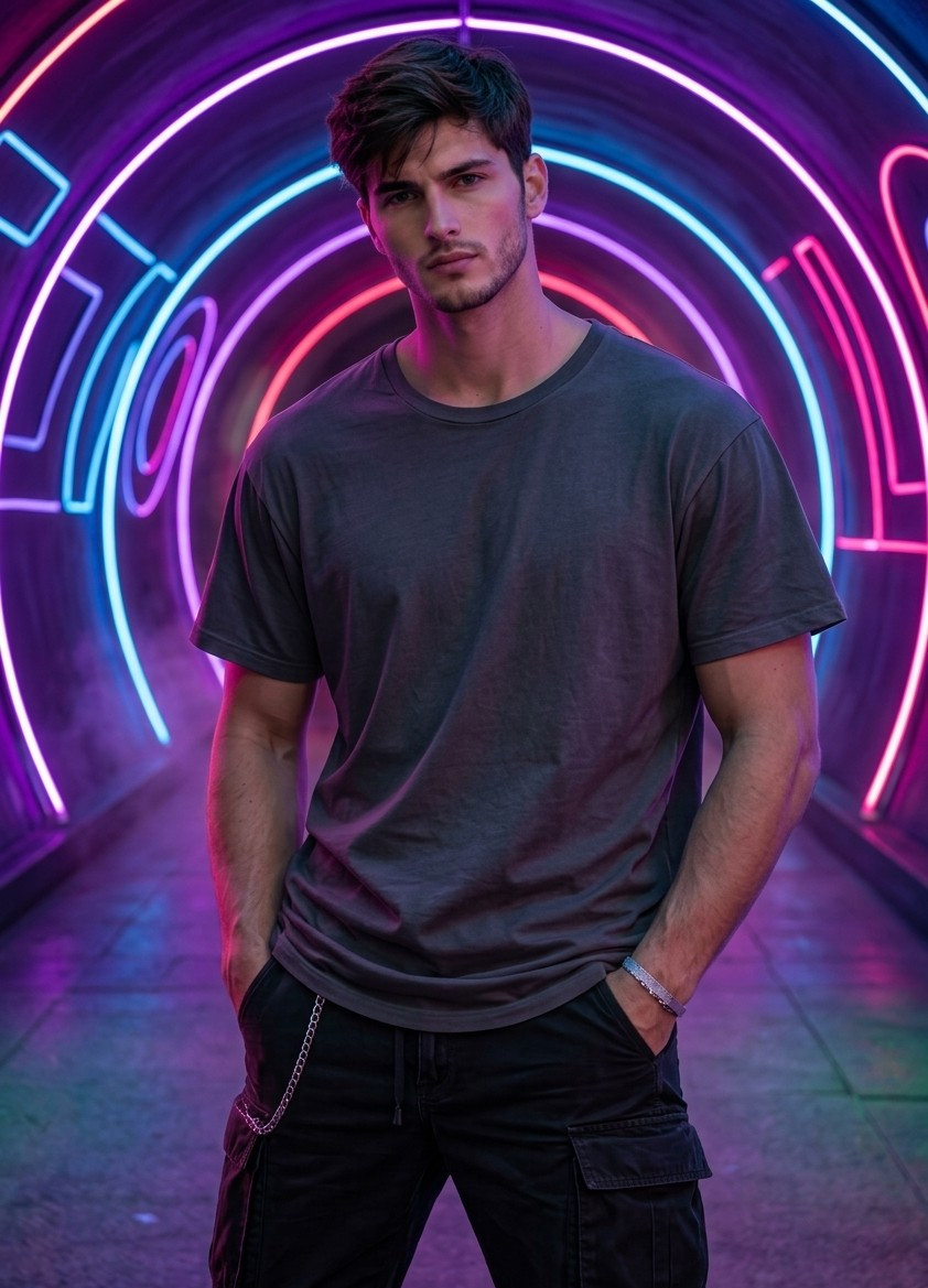 Neon City Nights — Underground Neon Tunnel (Male)