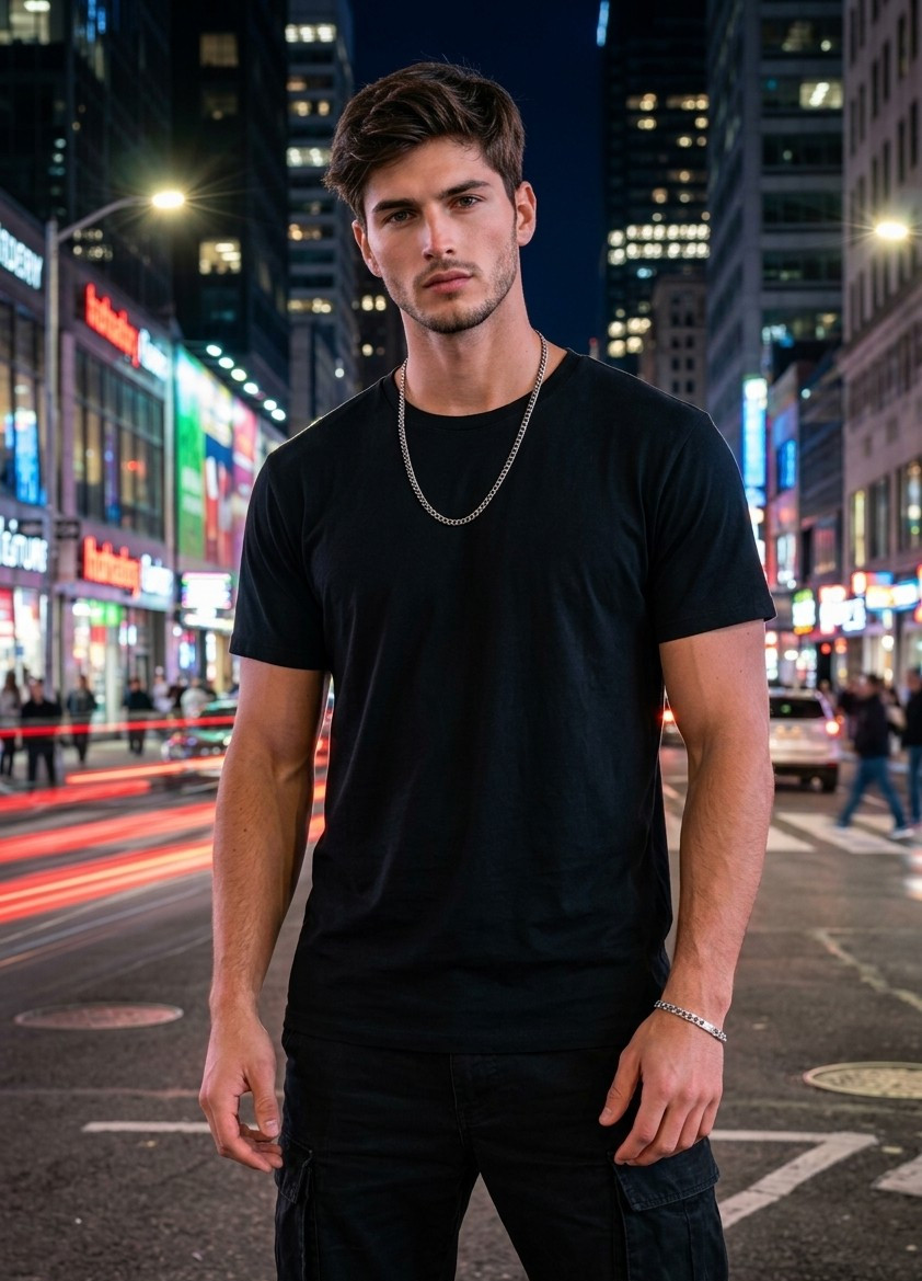 Neon City Nights — City Intersection Night (Male)