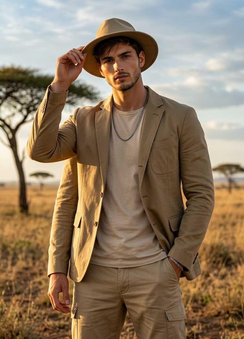 Travel & Wanderlust — Safari Adventure Style (Male)