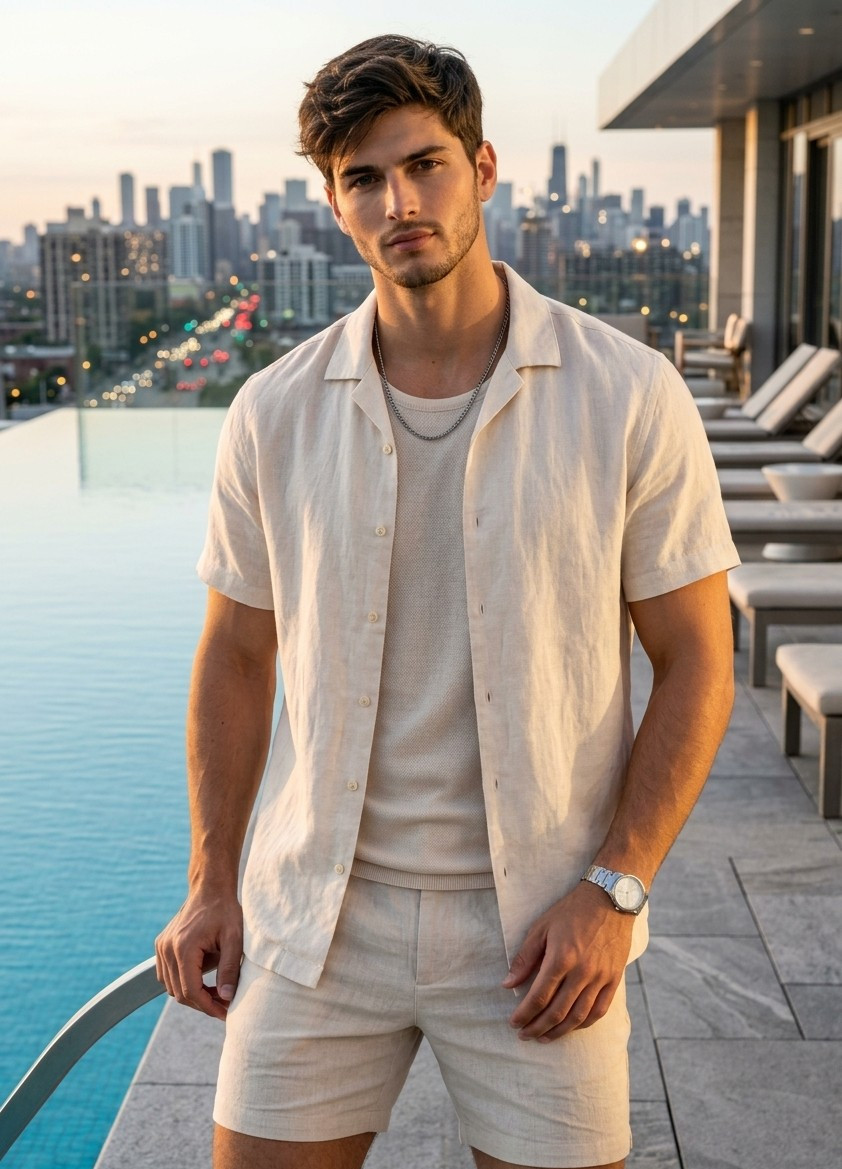 Influencer Lifestyle — Rooftop Pool Lifestyle (Male)
