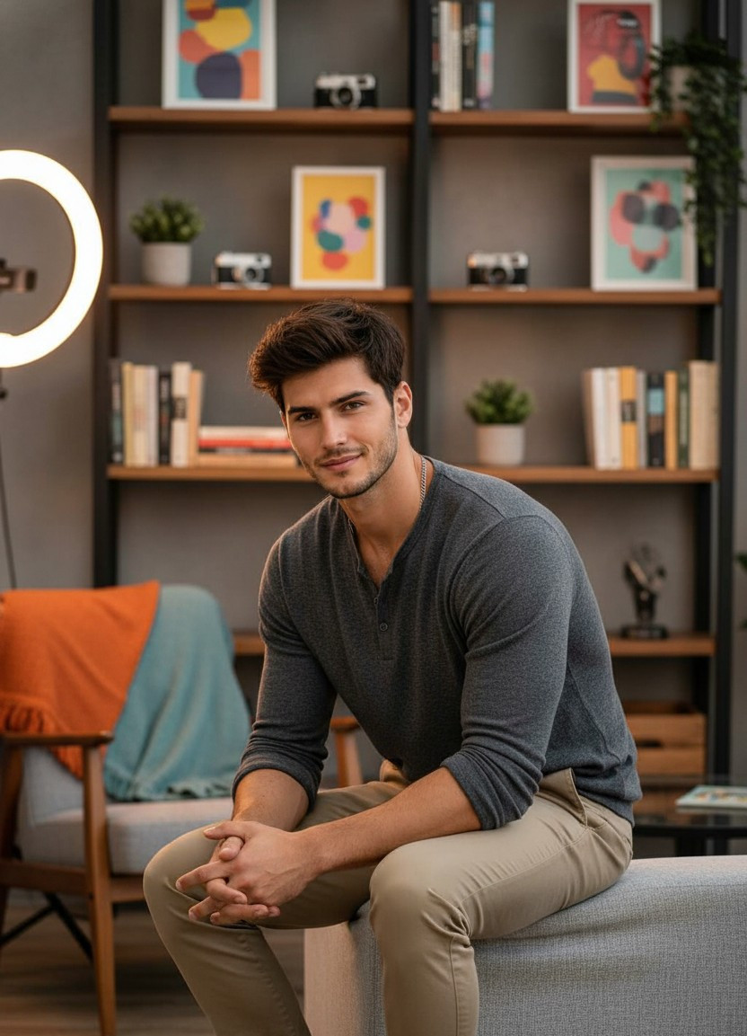 Influencer Lifestyle — Home Studio Creator (Male)