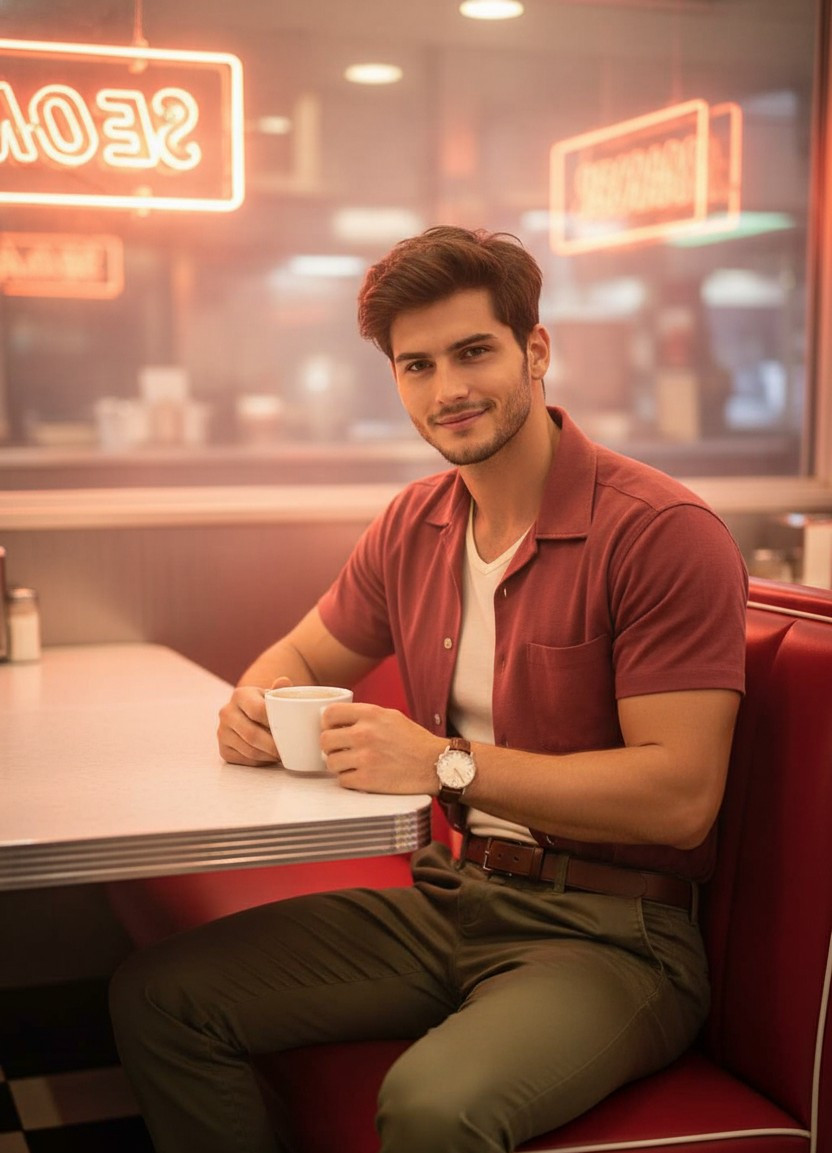 Vintage Retro Film — Vintage Diner Style (Male)