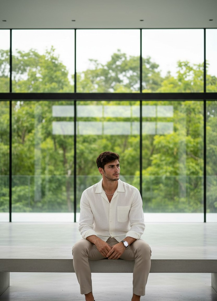 Minimalist Aesthetic — Glass House Portrait (Male)