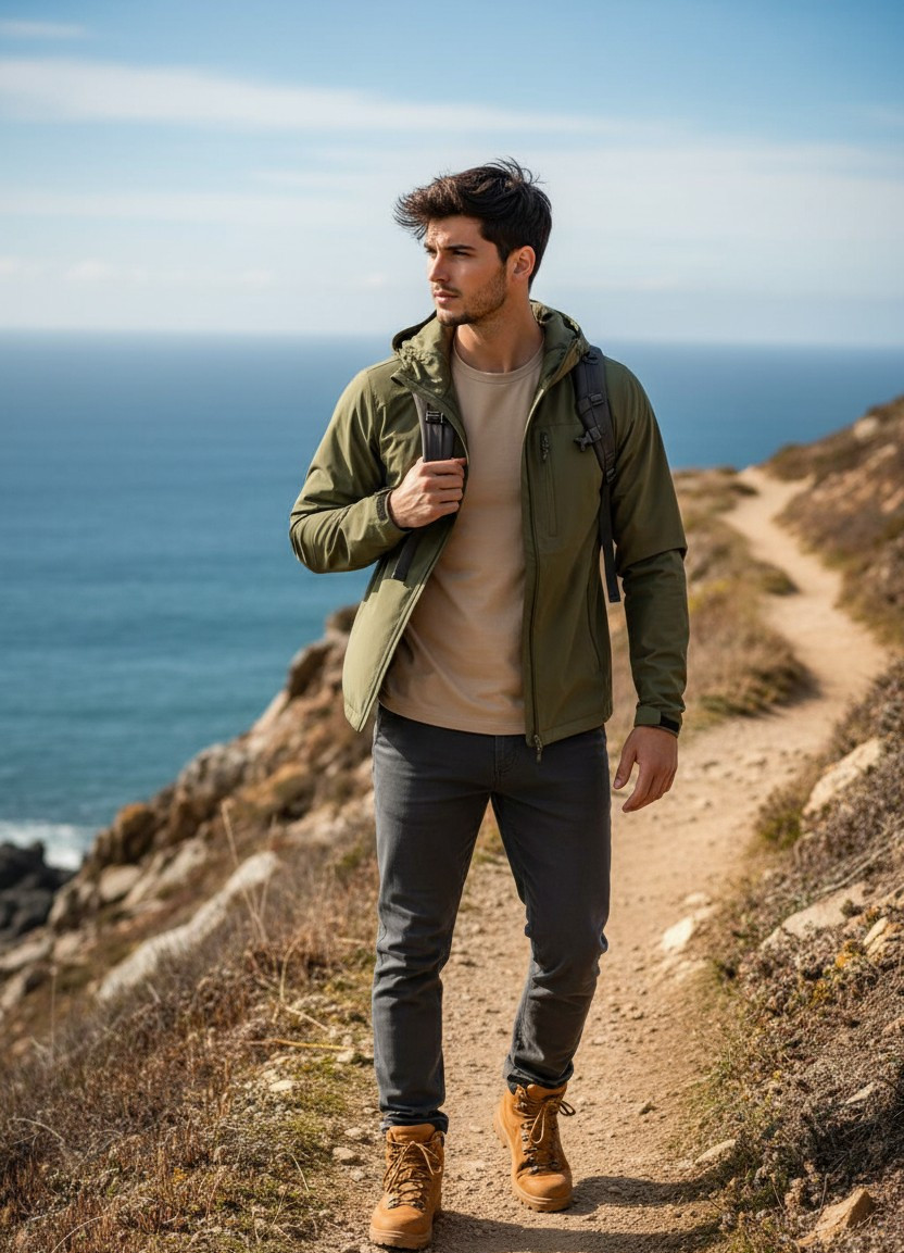 Beach & Summer Vibes — Coastal Hiking Style (Male)