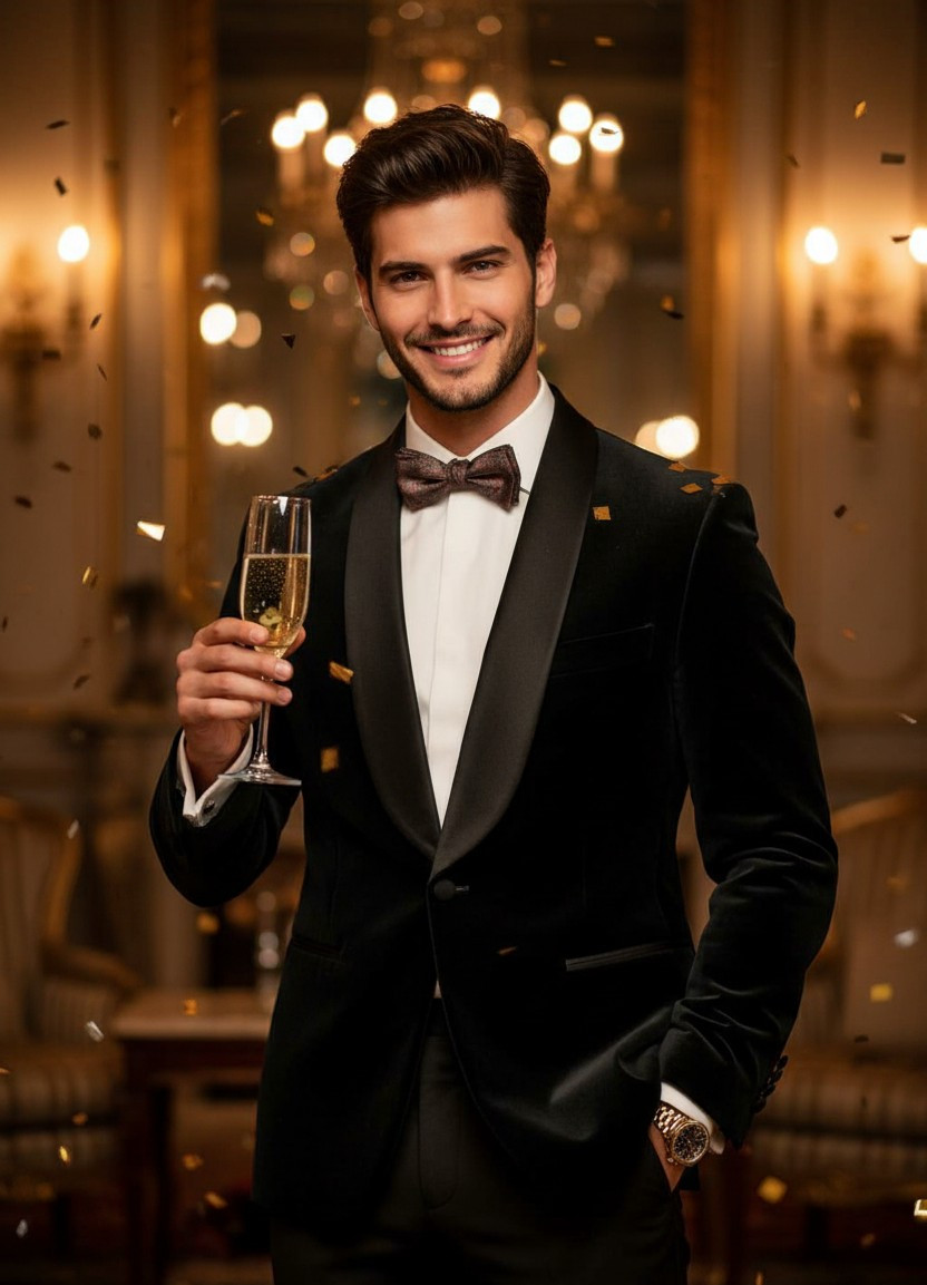 Nightlife & Party — Champagne Toast Moment (Male)