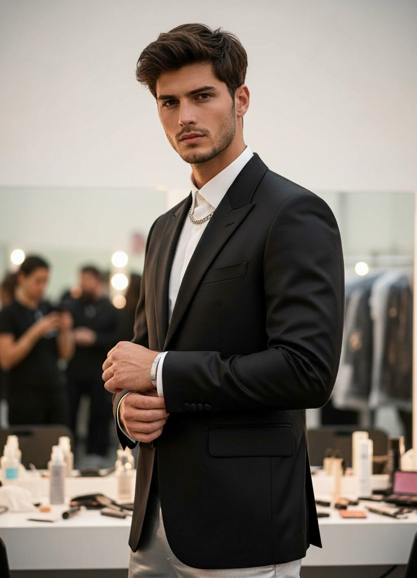 High Fashion Runway — Luxury Backstage Preparation (Male)