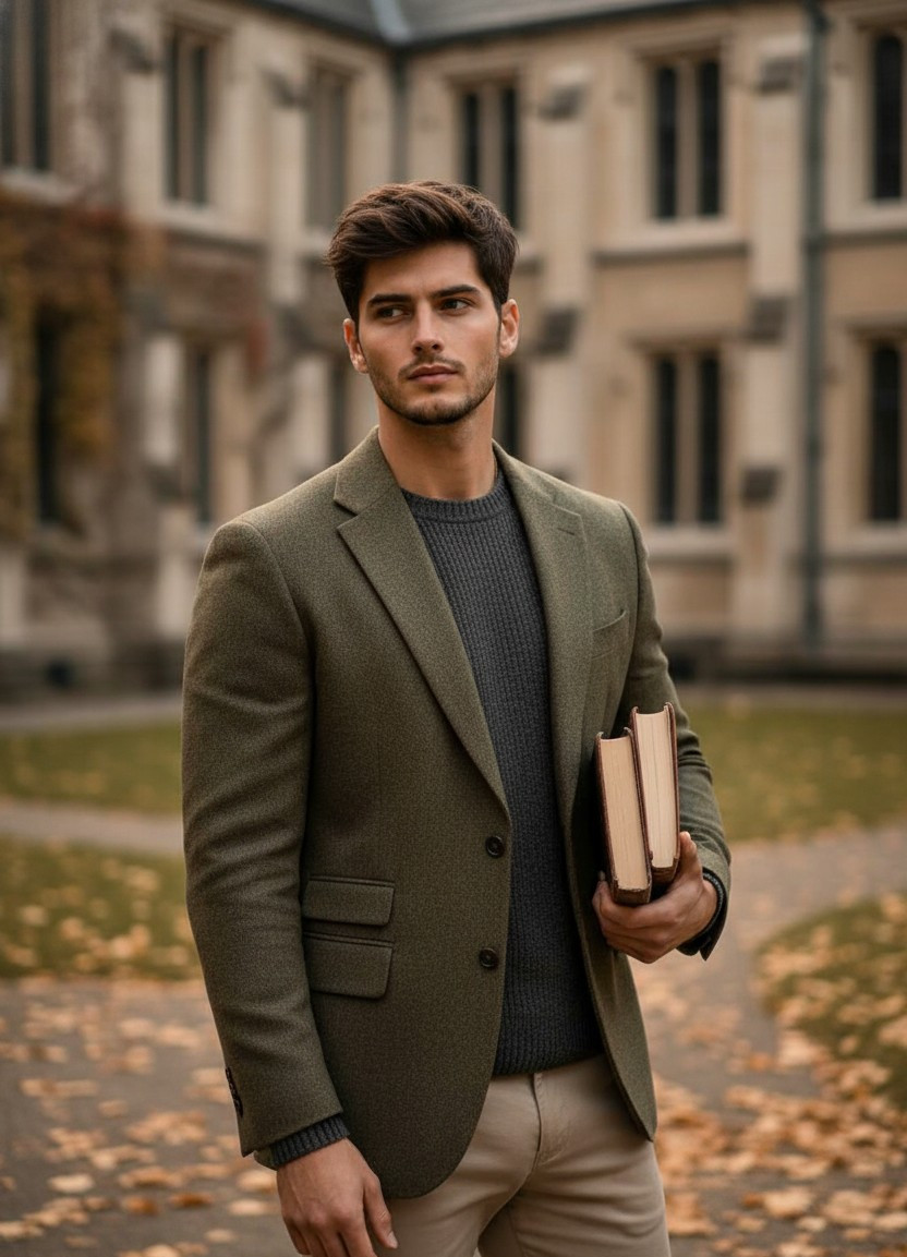 Dark Academia — Courtyard Autumn Scholar (Male)