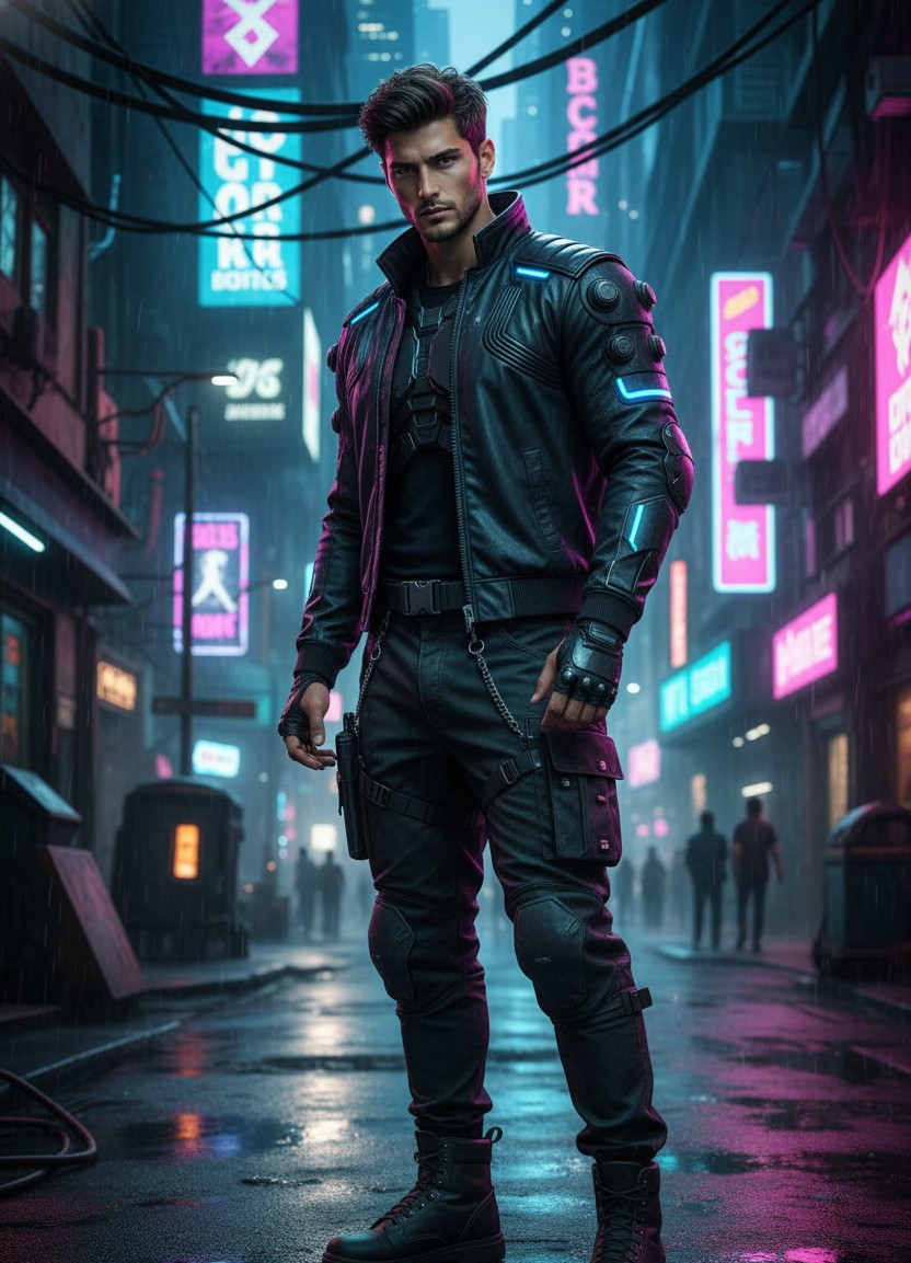 Cyberpunk Neon — Cyberpunk Street Warrior (Male)